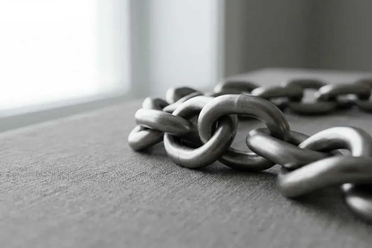 Chaîne de maillons symbolisant la traçabilité blockchain