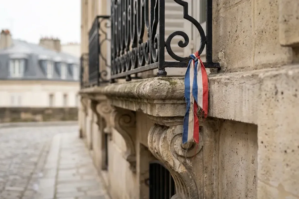 Détail architectural français symbolisant le cadre légal en France